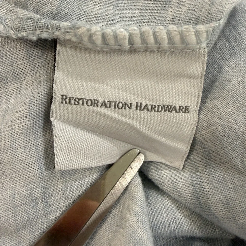 Restoration Hardware Linen King Pillowcase King Blue 100% Linen | Coastal